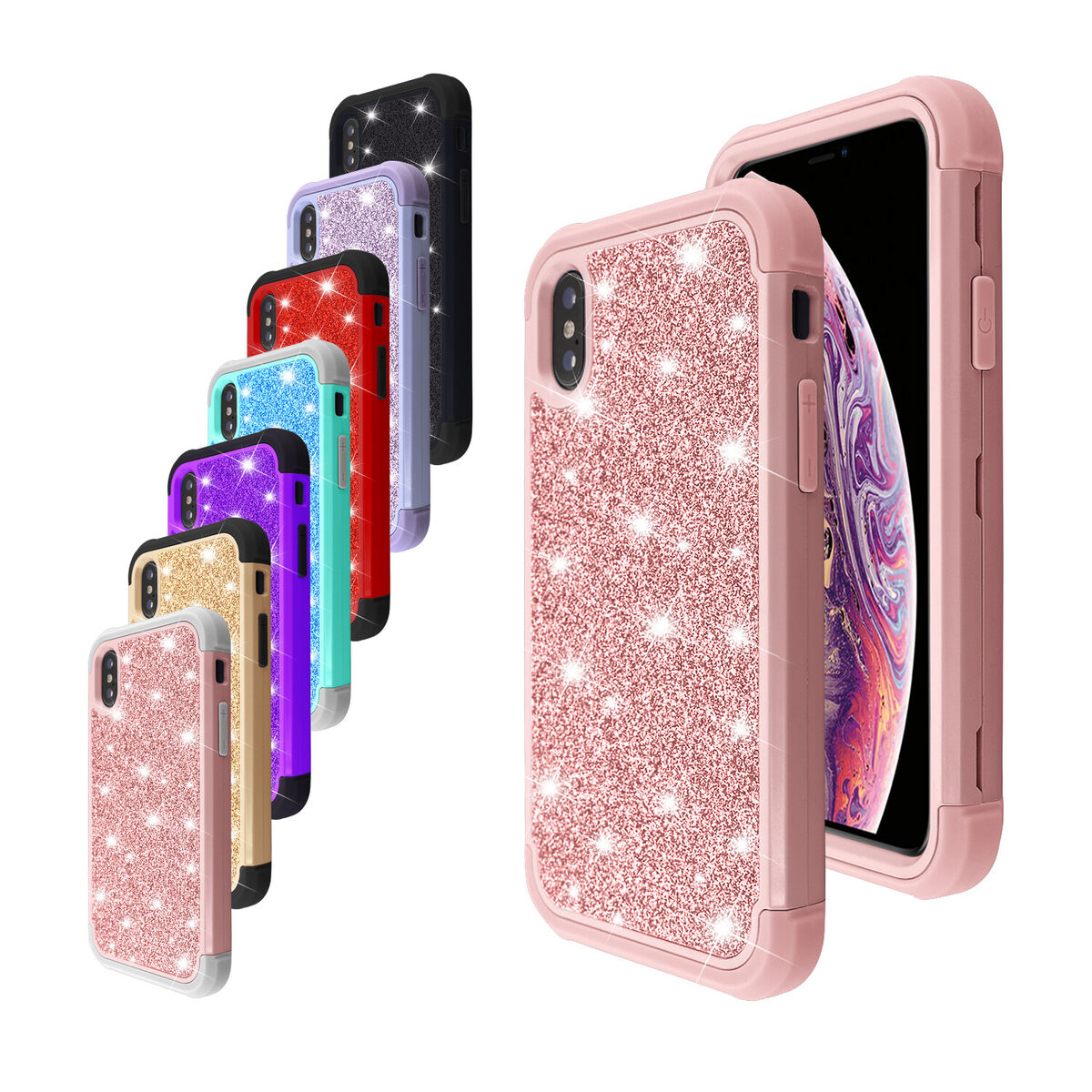 iPhone X XS XS MAX XR Case Glitter Sparkle Bling Hybrid Girl iPhone X XS XS MAX XR Case Glitter Sparkle Bling Hybrid Girl