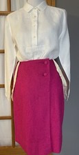 60s Lanz Originals Wool Mini Skirt Sz M Pink Overall Straps Classic City Career