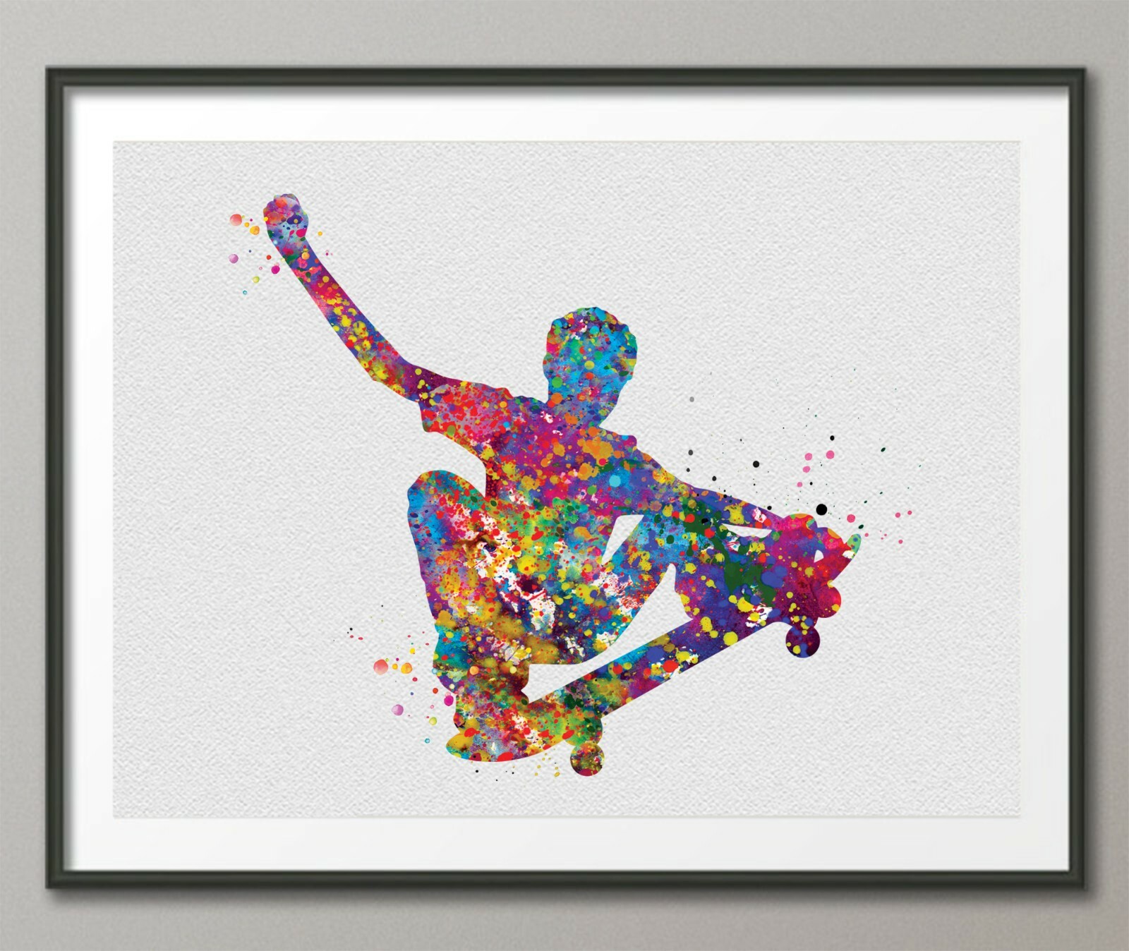 Skateboarder Gift Watercolor Print Skateboard Street Sport Art Teen Sport-1409