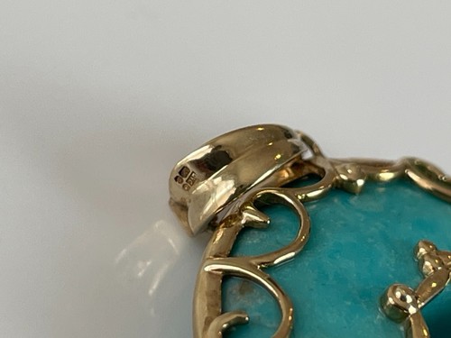 Turquoise Pendant 9ct Gold Turquoise Donut Gold Pendant with Clip Bail - 第 18/20 張圖片