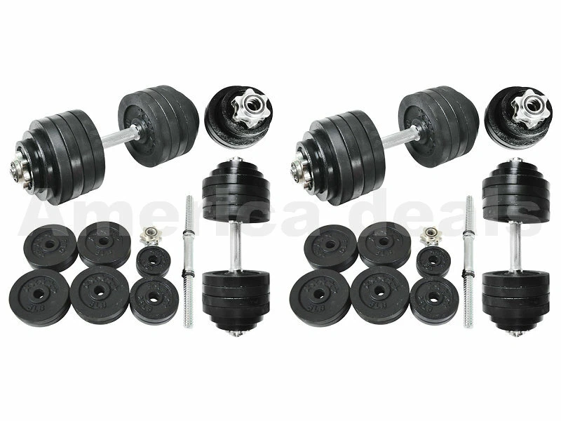 Paquete de 2 mancuernas ajustables de hierro de metal completo de 50 lb para total de 100 lb Foto 2 de 4