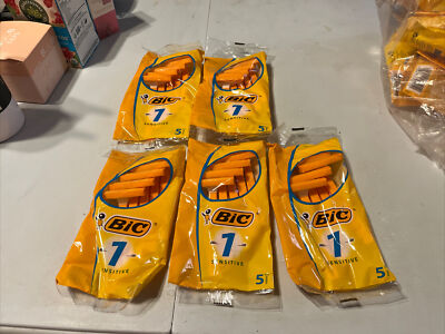 BIC Sensitive (5 PKS) Disposable Razors Single Blade Shavers 5ct Ea 25 Total Raz