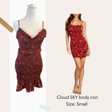 Cloud skyThinking bout it floral cowl neck mini dress