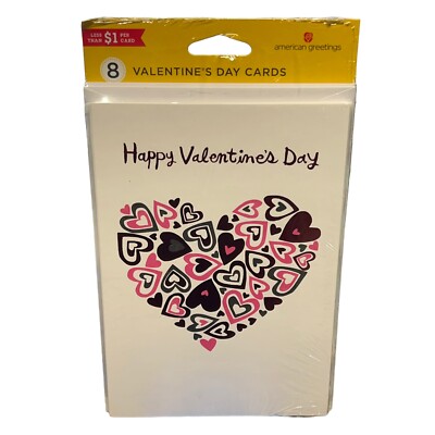 American Greetings 8 Pack Happy Valentine s Day Cards & Envelopes Heart Designs