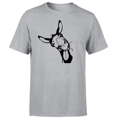Lustiges Unisex-T-Shirt Bauernhoftier Esel blickt Kopf Gesicht Grafik T-Shirt Oberteil