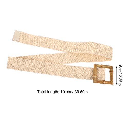 Cinturón con hebilla de bambú rafia cintura grande para pantalones elástico ancho - Imagen 5 de 12