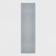 2'X7' Washable Runner Diamond Clarkson Tufted Hooked Rug Gray - Threshold: