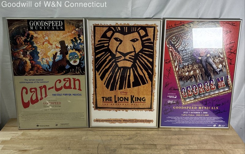 Goodspeed Musicals Signed George M Lion King Can-Can 3 Poster Lot Framed 15x23