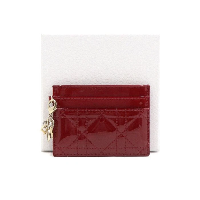 Porte carte Dior Lady Freesia rouge cerise brevet cannage 49592 131287413
