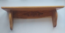 VTG Handmade Wooden Shelf 24 Inch Wall Hanging Solid Oak Golden
