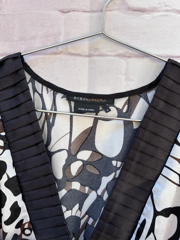 Blusa túnica BCBG MAXAZRIA para mujer Babydoll satinado con volantes cuello en V Y2K talla M Foto 4 de 4