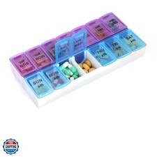 Weekly Pill Organizer 2 Times A Day 7 Day Pill Box Holder Large Daily Medicin...