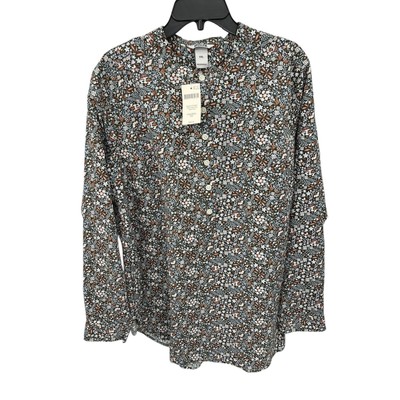 NWT Duluth Trading Printmaker Cotton Poplin Long Sleeve Tunic Top Floral XXL