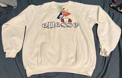 Vtg Ellesse Crewneck sweatshirt long sleeve Spell Out NWT Sz Xl White Rare 1984