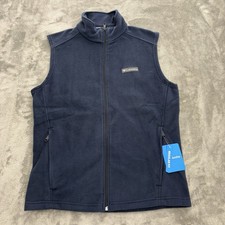 COLUMBIA Vest Mens Small Steens Mountain Dark Blue Fleece Full Zip NWT