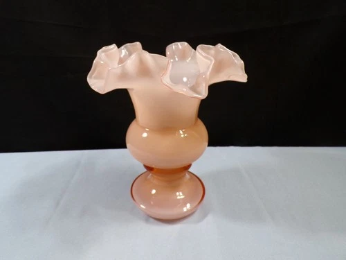 Fenton Pink Overlay Glass Urn Shaped Vase 6 1/4" Tall