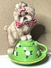 Hamilton Collection Shih Tzu CHEERFUL Teacup Puppy Dog Figurine 4.5"