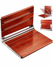 KITVANCE 20" Wall Mounted Folding Teak Shower Seat ADA 400 lb Stainless Steel