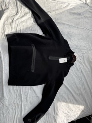 Nike Tech Fleece Pullover Hoodie Men s Black L Half Zip Pocket Sweatshirt