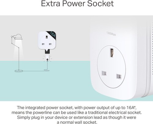 TP-Link 1-Port Gigabit Passthrough Powerline Starter Kit, Data Transfer Speed Up - 第 2/8 張圖片