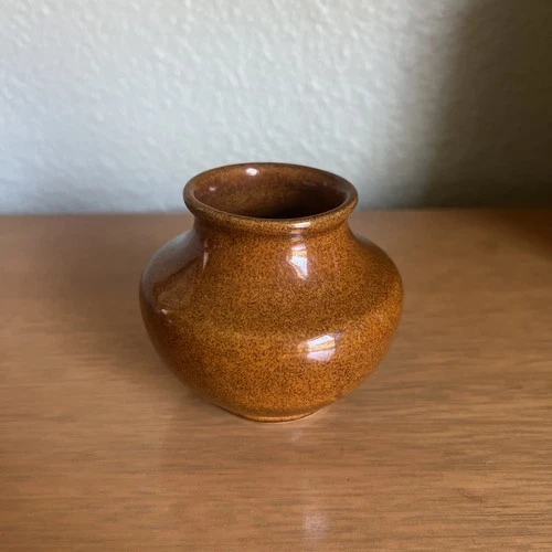 Frankoma Pottery #501 Low Vase 2 5/8” 1942 Osage Brown Ada Clay Oklahoma