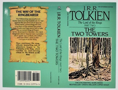 Vintage: J.R.R. Tolkien the Two Towers Ballantine Sample Book Cover 1987