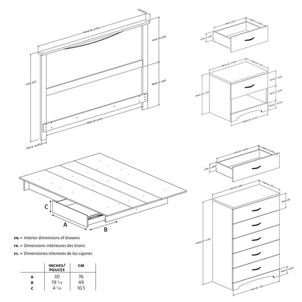 Juego de dormitorio completo South Shore Step One de 4 piezas en negro puro Foto 3 de 3