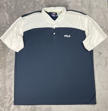 US Open Fila Polo Shirt Mens XL ColorBlock Flaming Tennis Ball Logo