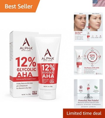 Enhanced Anti-Aging Renewal Cream with 12% Glycolic AHA   2 Oz, Youthful Skin