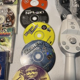 Sega Dreamcast Console And Game Lot X3 Controllers Fishing Rods And More Wow 