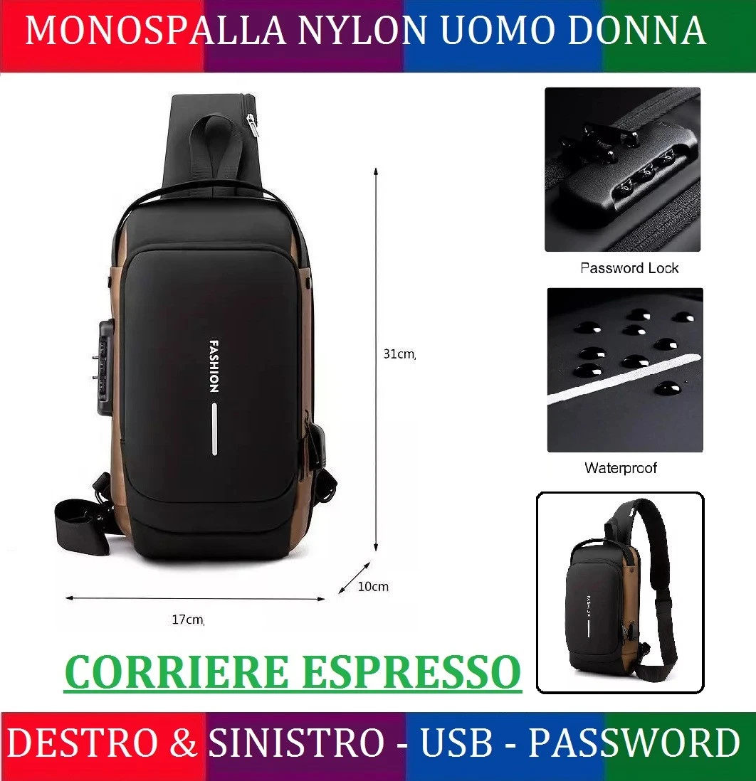 1080 Monospalla Uomo: Borsa A Tracolla Leggera In Nylon, 21x10x35 Cm, Ideale Per Scuola E Sport