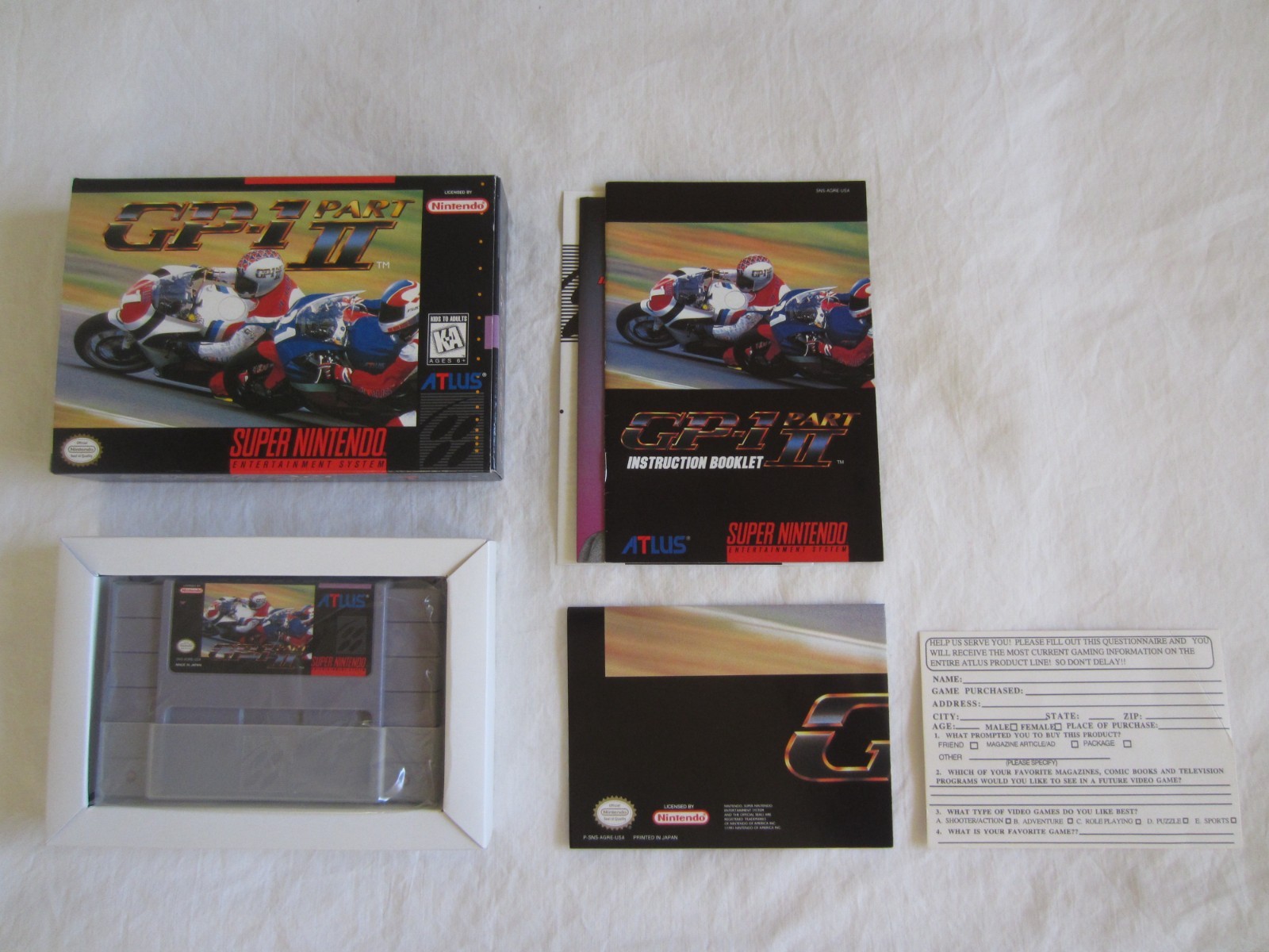 GP-1 Part II (SNES) Super Nintendo CIB 100% Complete + Poster 1994 Atlus RARE