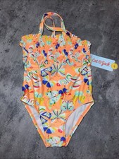 Cat  Jack Girls One Piece Swimsuit NWT Orange Butterfly Flowers 3T