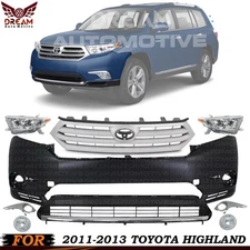 Front Bumper Cover Fascia & Grille Assembly Chrome For 2011-2013 Toyota Highland