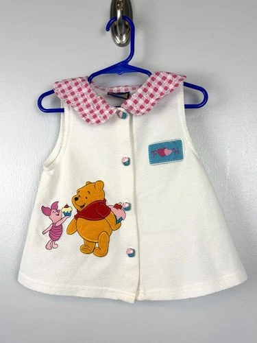 Vintage Winnie The Pooh Cupcake Button Up Shirt Sz 5 Pink Plaid 100 Acre Top