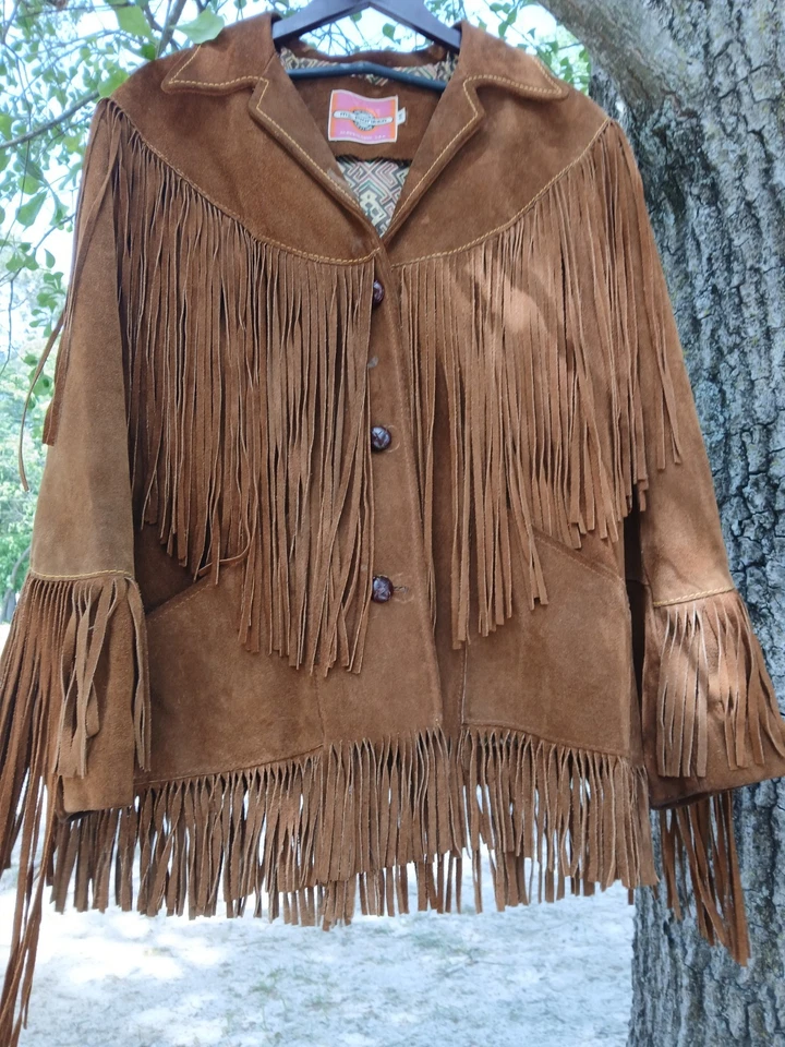 CHAQUETA DE COLECCIÓN GAMUZA FLECOS WESTERN BOHO BIKER MS PIONEER para mujer XL TALLA 18 #NR2 Foto 2 de 4