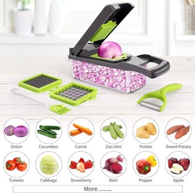 12-in-1 Professional Vegetable Chopper: Stainless Steel Mandoline Slicer