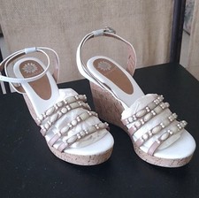 Yellowbox cork wedged sandals with look of Shells and Beads design. Size 8.5