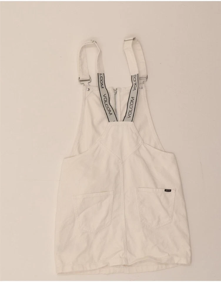 VOLCOM Womens Dungarees Skirt XS W30 White Cotton BS07 - Image 2 of 3