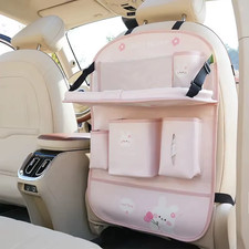 Leather Deluxe Car Seat Back Organizer-Multi-Function Storage, Foldable Dining T