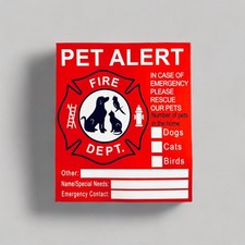 Sticker Pet Alert For Fire Emergency, Decal Rescue Firefighter Family Home 4.5  