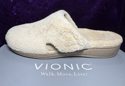 Vionic Gemma Slipper Womens 8 Terry Tan Slip-On Arch Support Rare