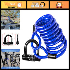 Weatherproof Security Cable Lock Set 10ft - Anti-Theft, Coiled, Compact, U-Lock