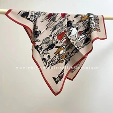 Sallys 70% Cashmere & 30% Silk Collar Horses Print Double Face Neck Scarf 26"