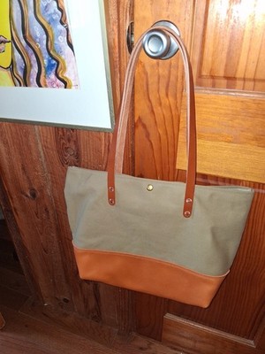 KMM co leather Canvas And Leather Tote