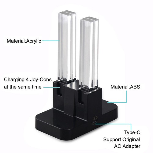 4 Ports Charging Adaptor Docking Station For Nintendo Switch Joy-Con LED Supply - Picture 6 of 7