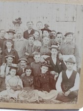 Antique 1897 Group Photo Augusta Family Reunion Fiddle Violin Folk Portrait