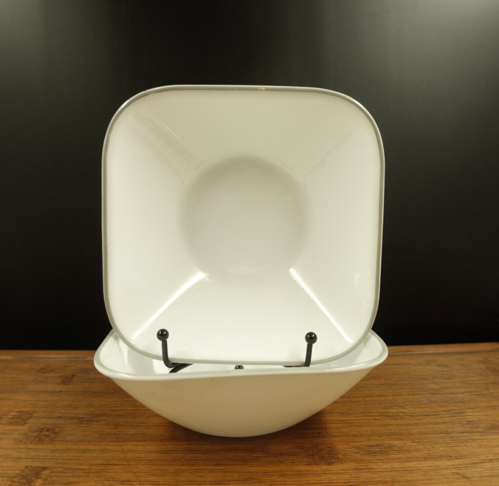 Corelle Kyoto Night 2-Piece Gray Band Soup and Cereal Bowls Set