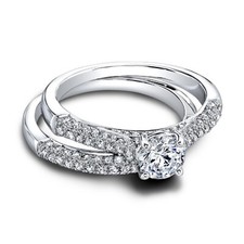 1.25 Ct Real Moissanite Anniversary Bridal Band Set Solid 950 Platinum Size 6.5