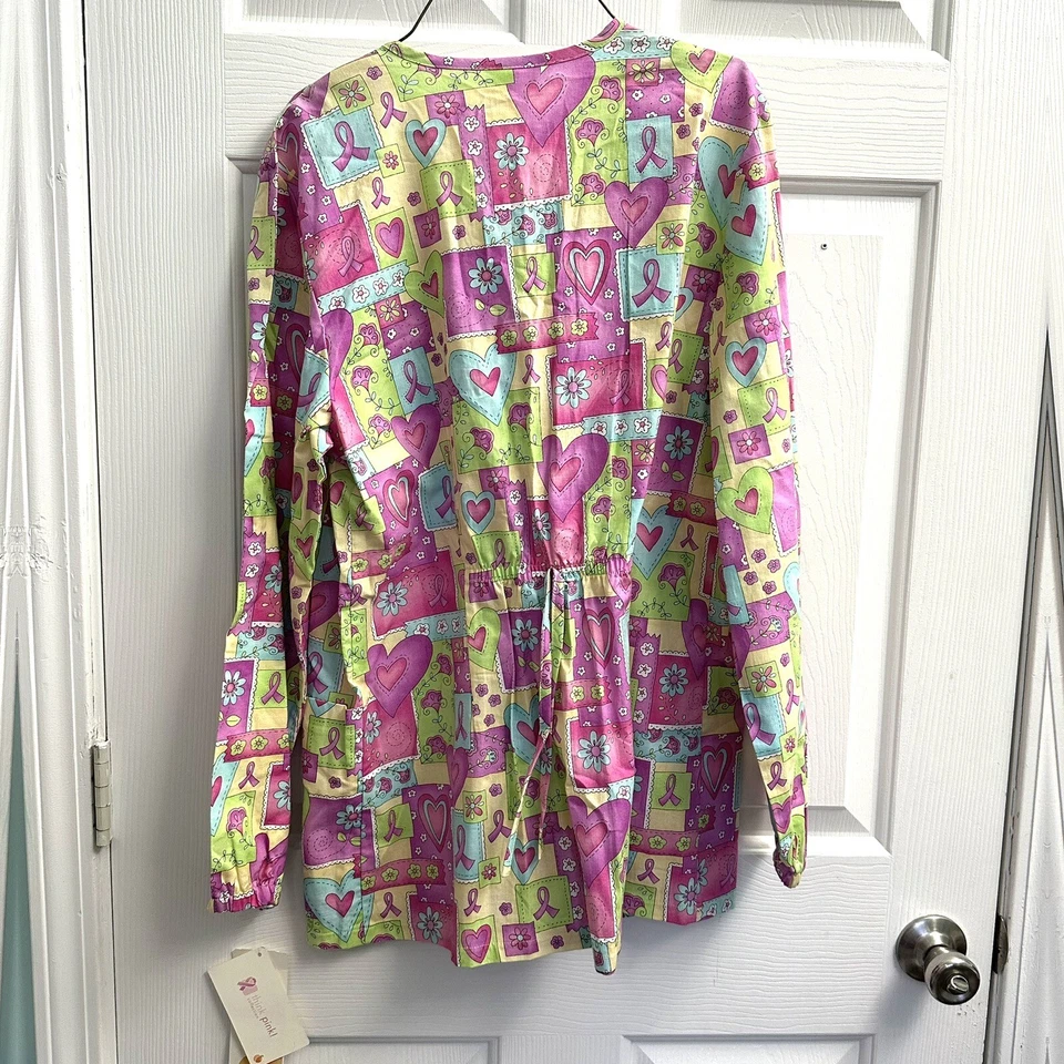 Chaqueta Exfoliante Rosa Corazones Cintas para Cáncer de Mama Talla Pequeña Melocotones Nueva con Etiquetas Foto 3 de 4